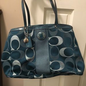 Coach Signature Stripe Carry-All Shoulder Bag